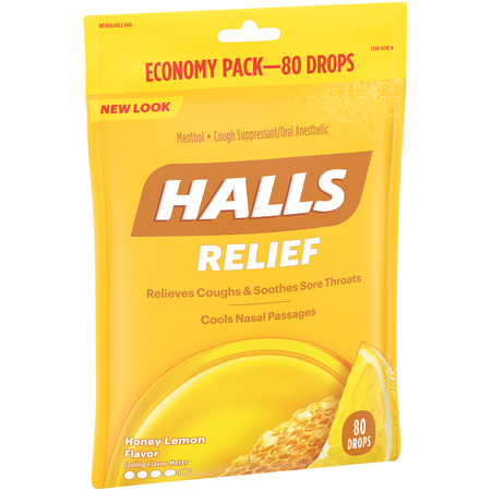 Halls Halls Menthol Lyptus Honey Lemon Cough Drops 80 Count, PK12 63787